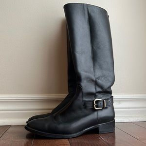 J. Crew black leather tall boots with zipper, size 6.5